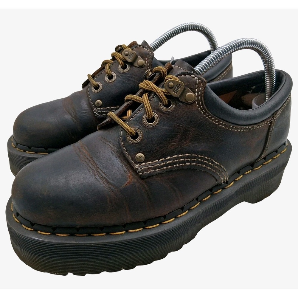 Dr Martens 8053 Quad Arc Shoes Mens 8 Womens 9 Brown Leather Platform Casual